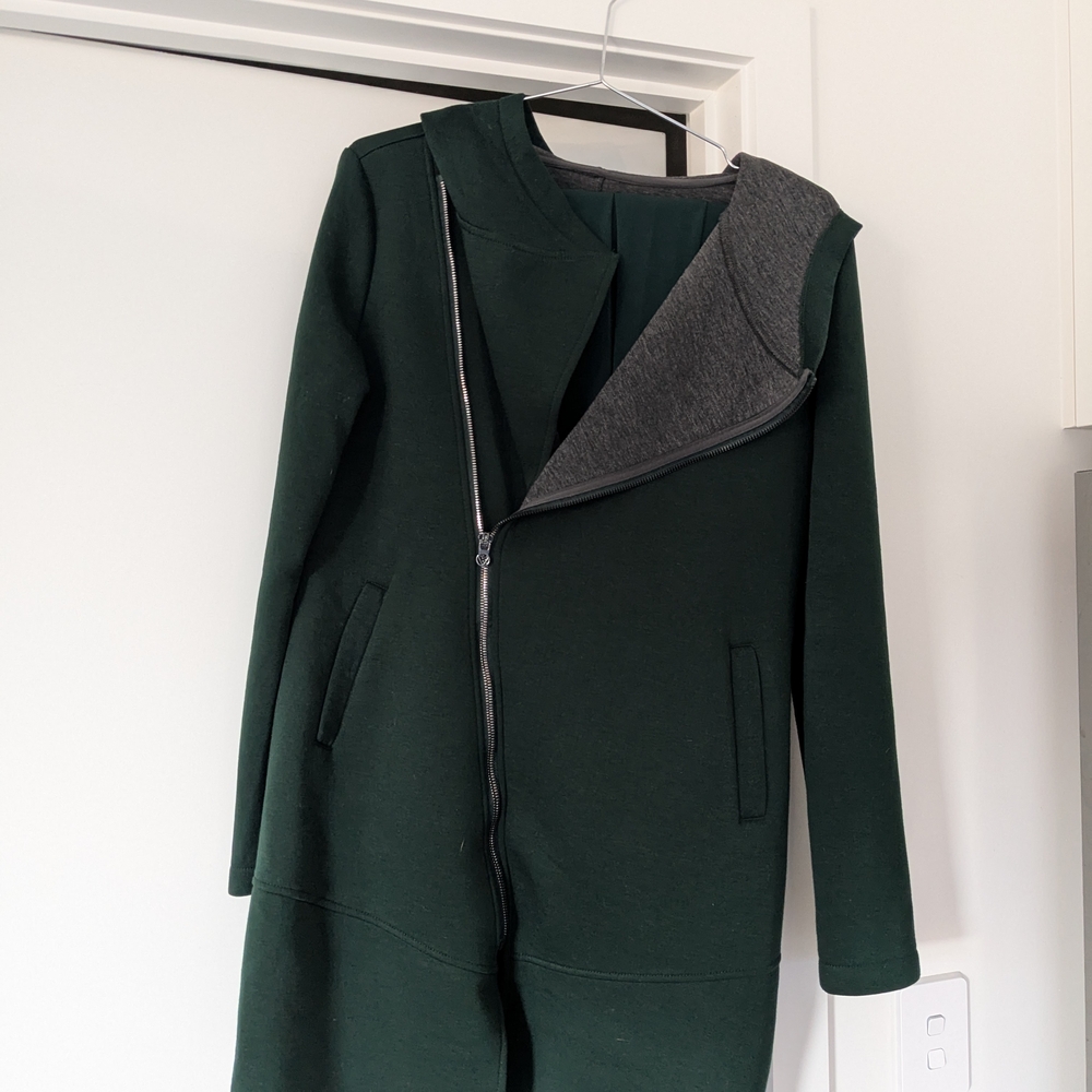 Betsey Johnson Dark Green Trench Coat with Gray Lining